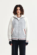 HIGH NECK RAGLAN KNIT ZIP UP FOR WOMEN IN IVORY image 5
