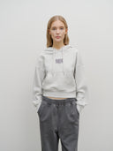 W SMALL CLASSIC LOGO CROP HOODIE IN LIGHT HEATHER GREY