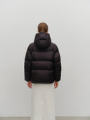 SLEEVE DETATCHABLE HOODED DOWN JACKET IN BLACK