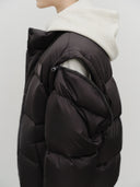 SLEEVE DETATCHABLE HOODED DOWN JACKET IN BLACK