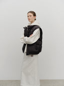 SLEEVE DETATCHABLE HOODED DOWN JACKET IN BLACK