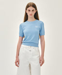 W SMALL CLASSIC LOGO HALF KNIT PULLOVER IN SKY BLUE image 12