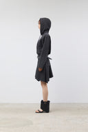 BACK OPEN HOODY JERSEY DRESS IN CHARCOAL GREY image 7