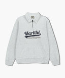 BASEBALL LOGO COLLAR HALF ZIPUP SWEATSHIRT IN LIGHT HEATHER GREY image 13
