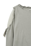 WEAVING LONG SLEEVE TOP IN LIGHT GRAY image 4