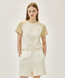 W SMALL REGULAR LOGO RAGLAN CROP TEE IN BUTTER image 11