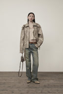 FAUX LEATHER BELTED RIDER JUMPER IN CHARCOAL GREY image 11