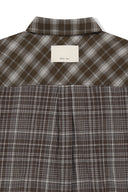 MIXED CHECK OVER FIT SHIRT IN BROWN image 16