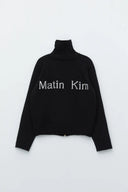 SPELL POINT KNIT ZIP UP IN BLACK