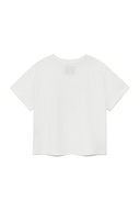 白色DUSTY TYPO圖案短版上衣