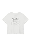 白色DUSTY TYPO圖案短版上衣