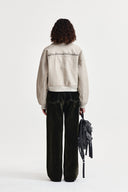 FAUX LEATHER OUTPOCKET JUMPER IN LIGHT GRAY image 17