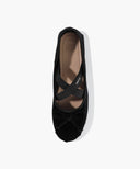 W CROSS BANDING VELVET FLAT SHOES IN BLACK image 18