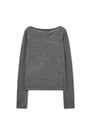 ESSENTIAL BOAT NECK KNIT TOP IN GRAY image 13