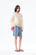BACK LOGO HOODY WINDBREAKER FOR WOMEN IN CREAM image 11