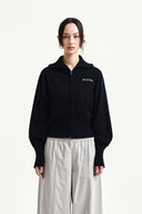 HIGH NECK EMBROIDERED LOGO ZIP UP FOR WOMEN IN BLACK image 15