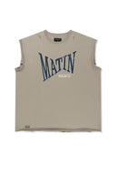 RAW EDGE CUT OUT SLEEVELESS TOP FOR MEN IN BEIGE image 13