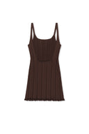 OPEN BACK RIBBED KNIT DRESS IN BROWN image 13