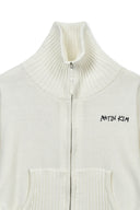HIGH NECK EMBROIDERED LOGO ZIP UP FOR WOMEN IN IVORY image 3