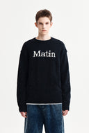MATIN MIXED YARN KNIT PULLOVER IN DARK NAVY image 10