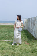 SLIT BUTTON POINT CROP TOP IN IVORY image 8