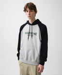 REGULAR LOGO RAGLAN HOODIE IN MELANGE GRAY image 1