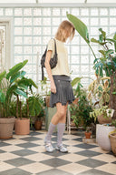 UNBALANCE FLARE FOLDING SKIRT IN CHARCOAL GREY image 9