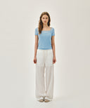 W SMALL CLASSIC LOGO SLEEVELESS LAYERED TEE IN SKY BLUE