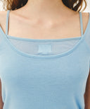 W SMALL CLASSIC LOGO SLEEVELESS LAYERED TEE IN SKY BLUE