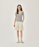 W SMALL CLASSIC LOGO SLEEVELESS LAYERED TEE IN LIGHT GRAY