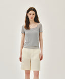 W SMALL CLASSIC LOGO SLEEVELESS LAYERED TEE IN LIGHT GRAY