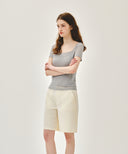 W SMALL CLASSIC LOGO SLEEVELESS LAYERED TEE IN LIGHT GRAY