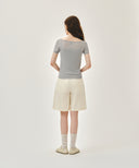 W SMALL CLASSIC LOGO SLEEVELESS LAYERED TEE IN LIGHT GRAY