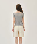 W SMALL CLASSIC LOGO SLEEVELESS LAYERED TEE IN LIGHT GRAY
