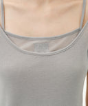 W SMALL CLASSIC LOGO SLEEVELESS LAYERED TEE IN LIGHT GRAY