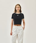 W AEROCOOL SMALL CLASSIC LOGO SLIM RINGER TEE IN NAVY