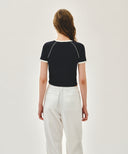 W AEROCOOL SMALL CLASSIC LOGO SLIM RINGER TEE IN NAVY