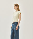 W FLOWER CLASSIC LOGO CAP SLEEVE TEE IN CREAM