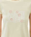 W FLOWER CLASSIC LOGO CAP SLEEVE TEE IN CREAM