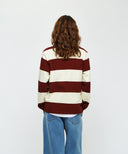 SMALL CLASSIC LOGO RUGBY COLLAR LONG SLEEVE TEE IN BURGUNDY