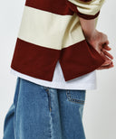 SMALL CLASSIC LOGO RUGBY COLLAR LONG SLEEVE TEE IN BURGUNDY