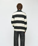 SMALL CLASSIC LOGO RUGBY COLLAR LONG SLEEVE TEE IN CHARCOAL GREY