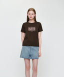 W CLASSIC LOGO TEE IN BROWN