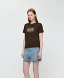 W CLASSIC LOGO TEE IN BROWN