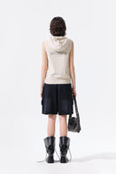 BACK LOGO JERSEY HOOD VEST IN BEIGE image 19