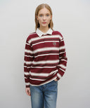 STRIPE COLLAR LONG SLEEVE IN BURGUNDY image 10