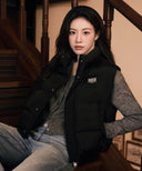 W CLASSIC LOGO CROP DOWN VEST IN BLACK image 10