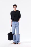 BACK LOGO SHEER CARDIGAN FOR MEN IN BLACK image 11