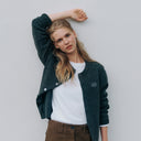 PREMIUM SMALL CLASSIC LOGO WOOL ROUND NECK CARDIGAN IN CHARCOAL GREY
