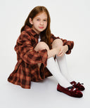 KIDS W CHECK SKIRT IN PINK